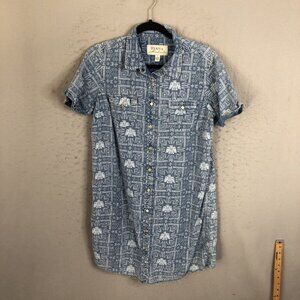 RYAN Michael Blue Printed Shirt Dress